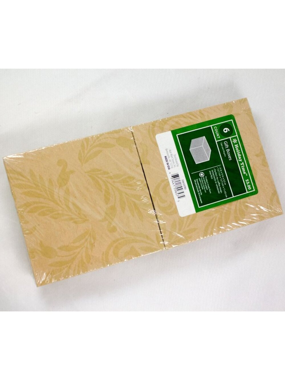 Holiday Time Folded Gift Boxes 5x5x4.5" Leaf Pattern Pack of 6 NEW